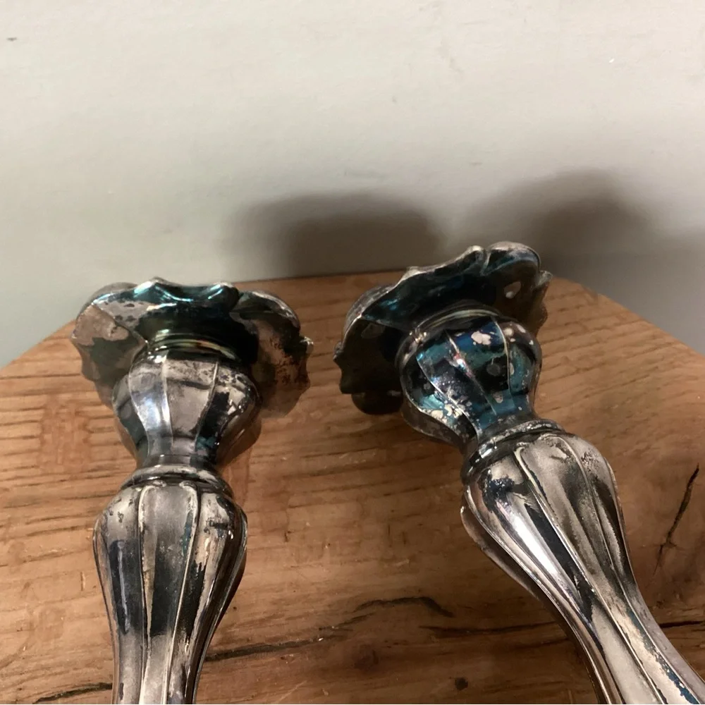 ⚫️ Vintage Beautiful & Ornate - Silver Plated “Heavy” Tapered Candle Holders